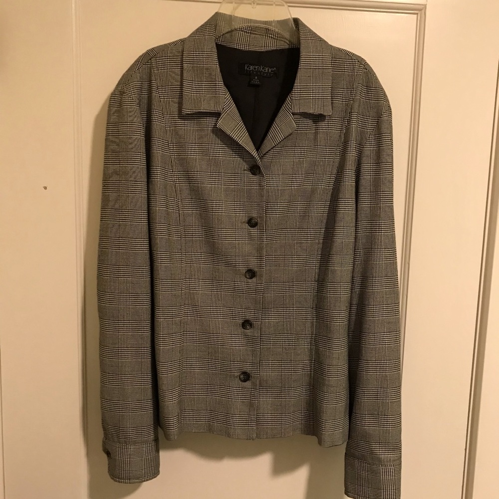 Karen Kane Black & White Glen Plaid Jacket 8